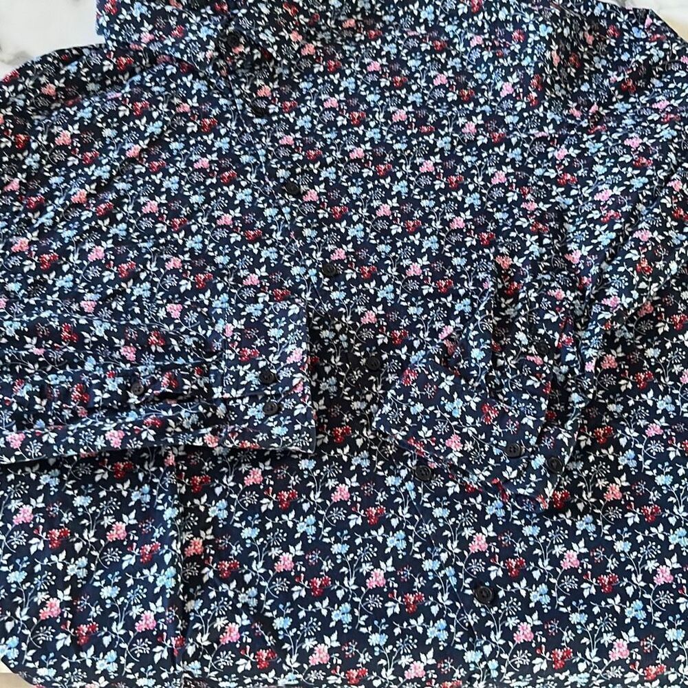 Express Extra Slim Micro Floral Button Front Mens XL
